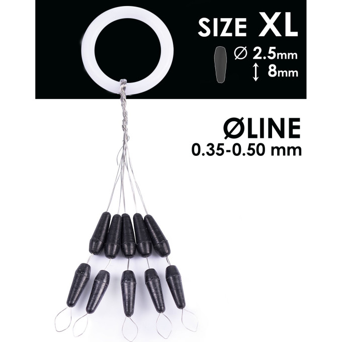 Стопоры резиновые SALMO RUBBER CONE STOPS р.004XL 10шт. S901-004XL